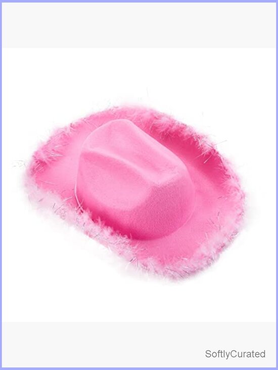 Western Felt Cowgirl Hat with Fluffy Feather Trim, Adjustable Adult Costume Hat main image 7
